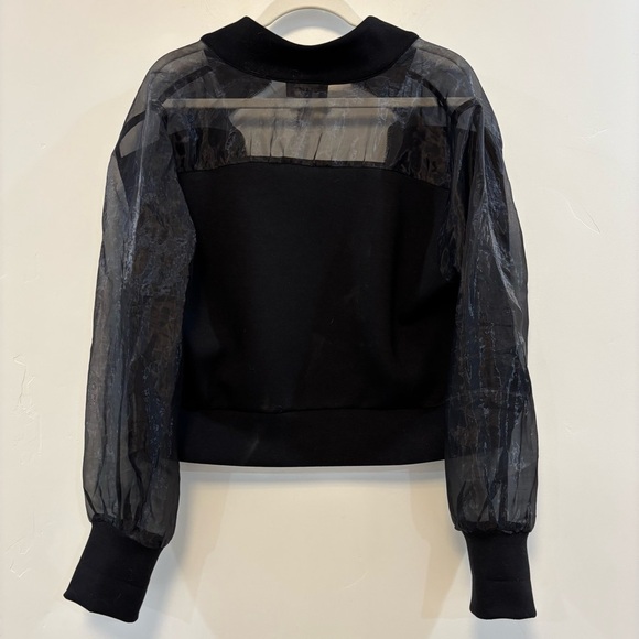 GRACIA black zip jacket sheer sleeves cropped jacket sheer - Picture 5 of 8